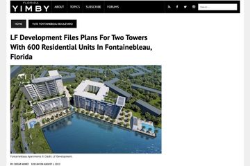 LF Development Files Plans For Two Towers With 600 Residential Units In Fontainebleau, Florida